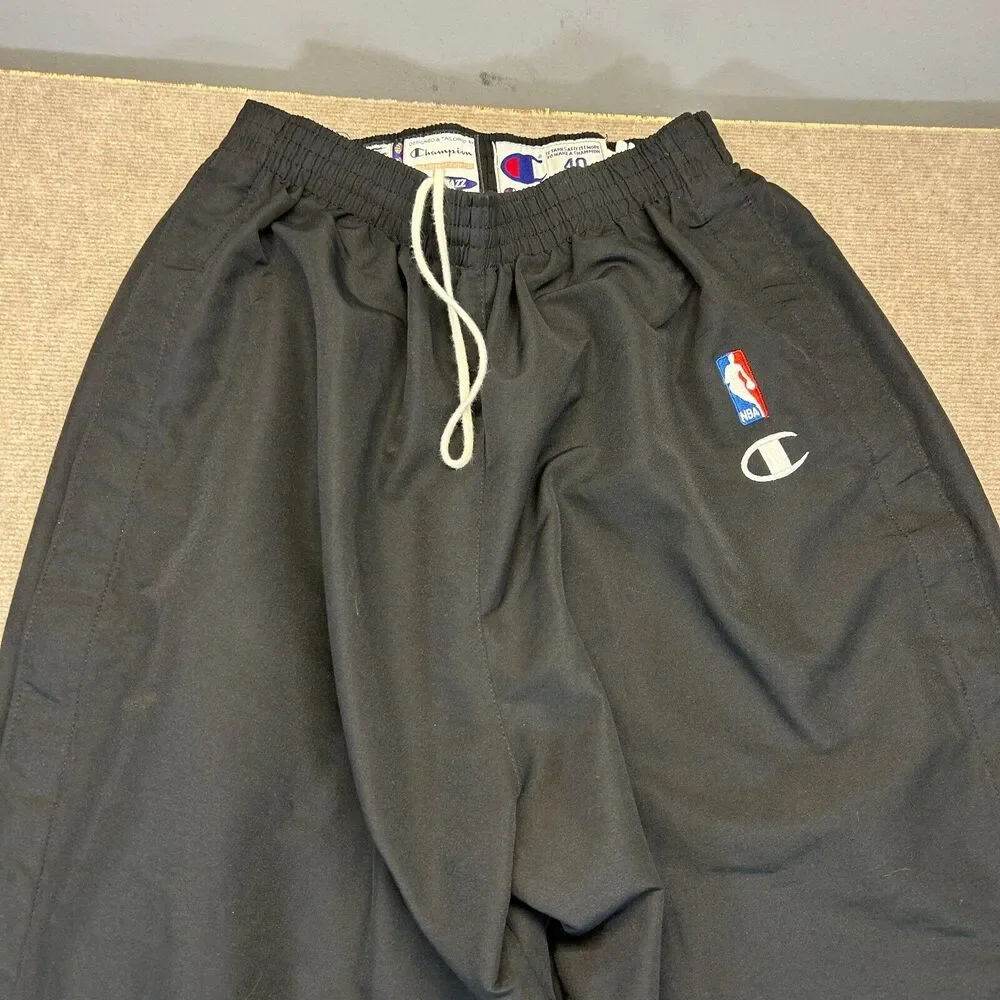 Utah Jazz Team Issue Warm Up Tearaway Pants Size 40 Black Champion Lined 33
